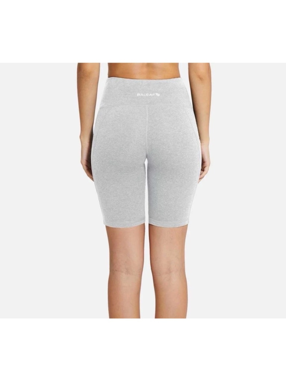 Baleaf Women’s 8" Yoga Laureate High Rise Light Gray Shorts Size L BNWT